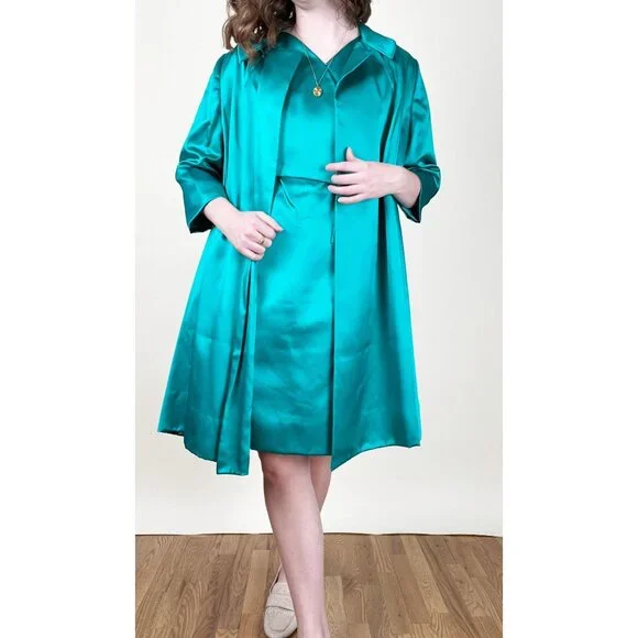 Vintage Matching Mini Dress Overcoat Jacket Coat Coordinating Set Preppy 60s 70s - Picture 8 of 8